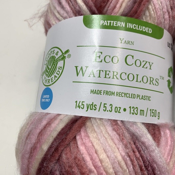 Loops & Threads Yarn Eco Cozy Watercolors "Rosewater" - 290 Yards Lot of 2 - Picture 3 of 6